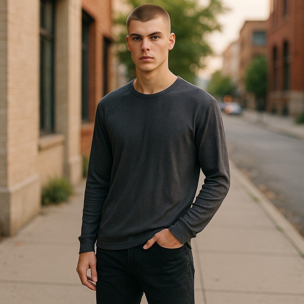 * P & S Black Thermal Waffle Weave Long Sleeved Base Layer Top Mens XLARGE